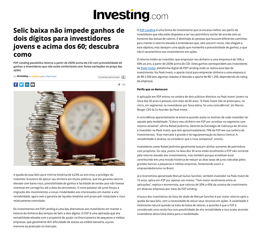 Peak Invest - Investing Selic Baixa
