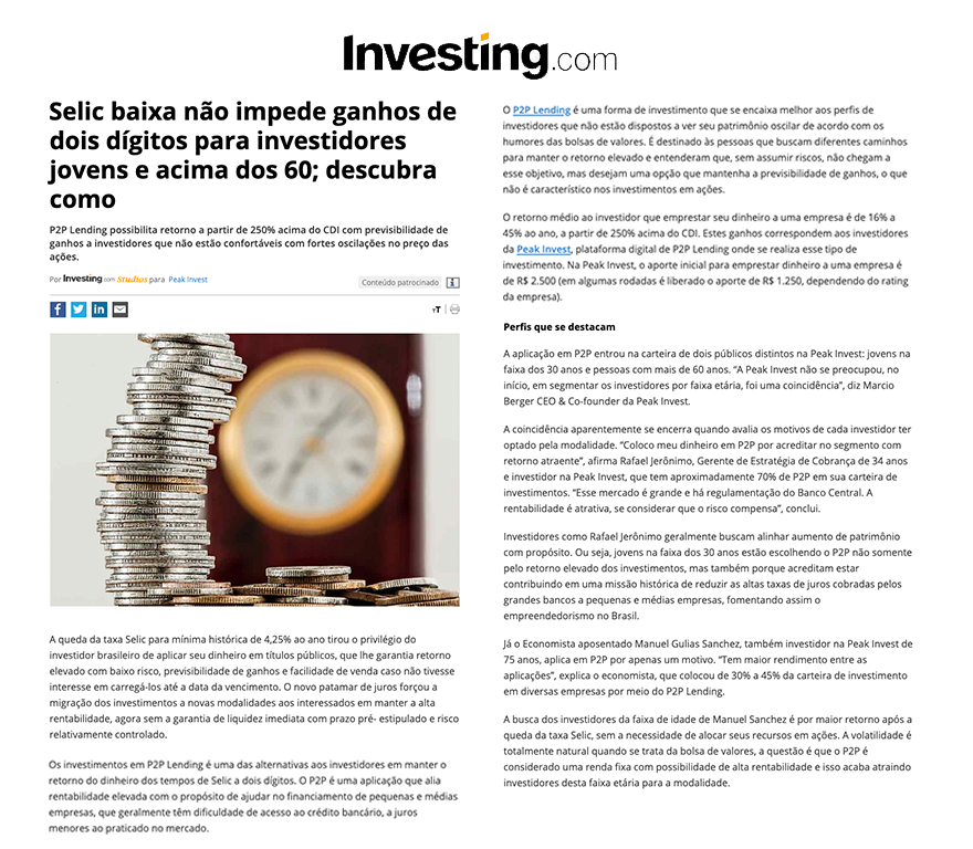 Peak Invest - Investing Selic Baixa 